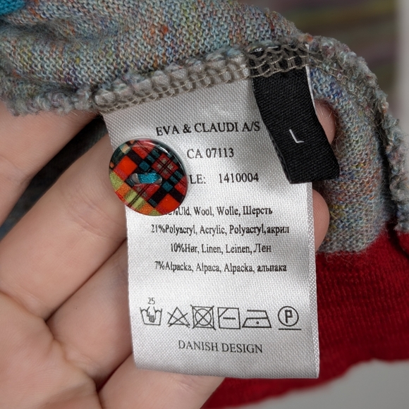 Eva & Claudi Size Large Wool Alpaca Blend Size Large Danish Design Artsy Funky - Picture 12 of 14